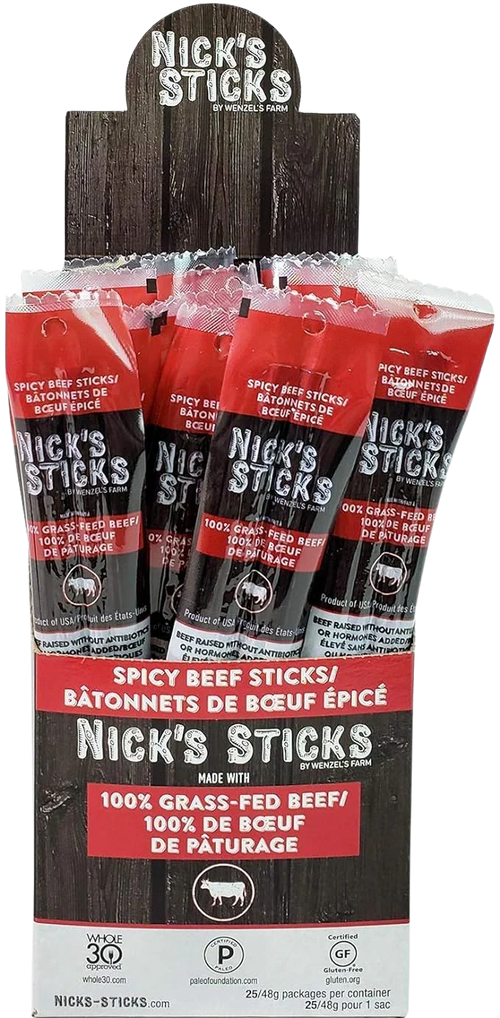 Grass Fed Spicy Beef Stix Snack (25 Pack)