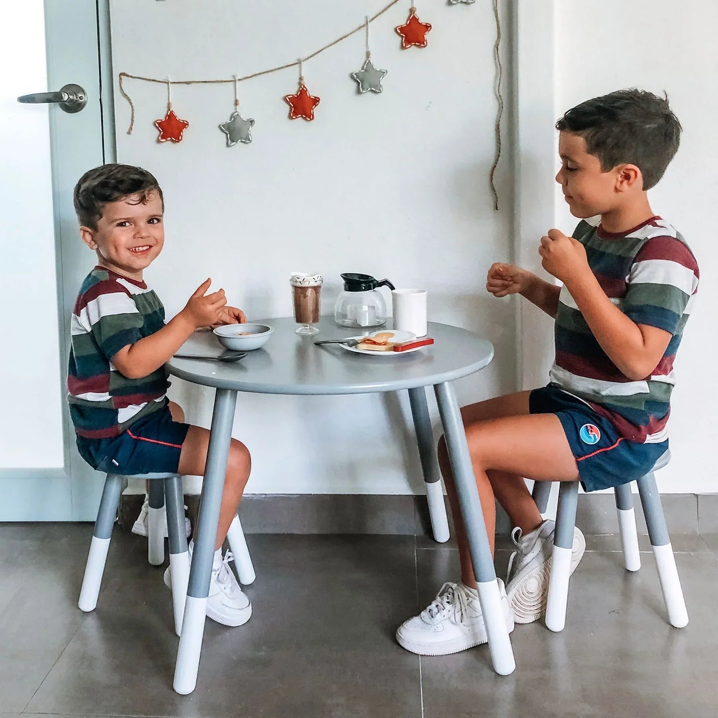 Scandi Table And Chair Set - Grey/White