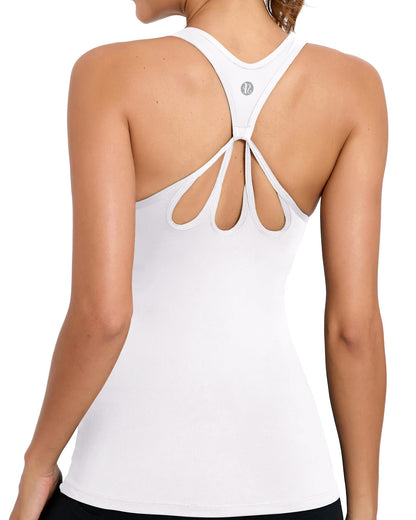 RUNNING GIRL® 2-in-1 Wide-Strap Racerback Tank Top | Built-in Bra Yoga Cami