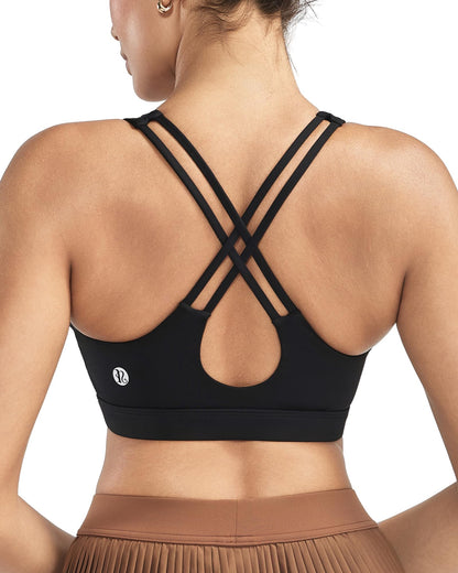 RUNNING GIRL® Medium-High Support Crisscross Back Sports Bra with Sewn-in Molded Cups