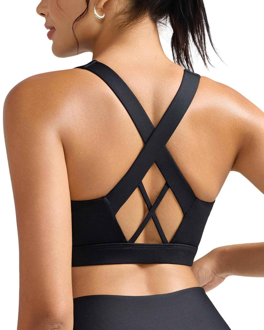 RUNNING GIRL® Women High Impact Sports Bra Crisscross Back Removable Cups