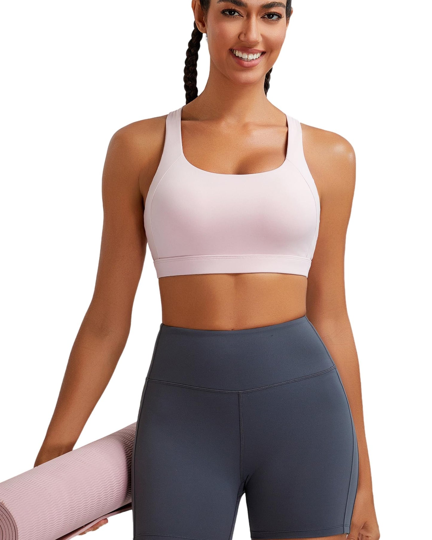 RUNNING GIRL® Women High Impact Sports Bra Crisscross Back Removable Cups