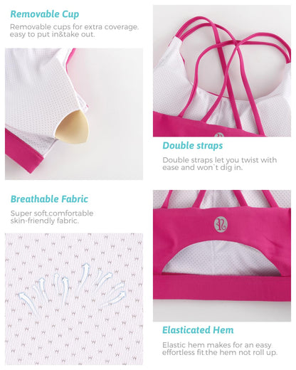 RUNNING GIRL® Medium-Support Crisscross Sports Bra | Removable Cups & Anti-Roll Elastic Hem