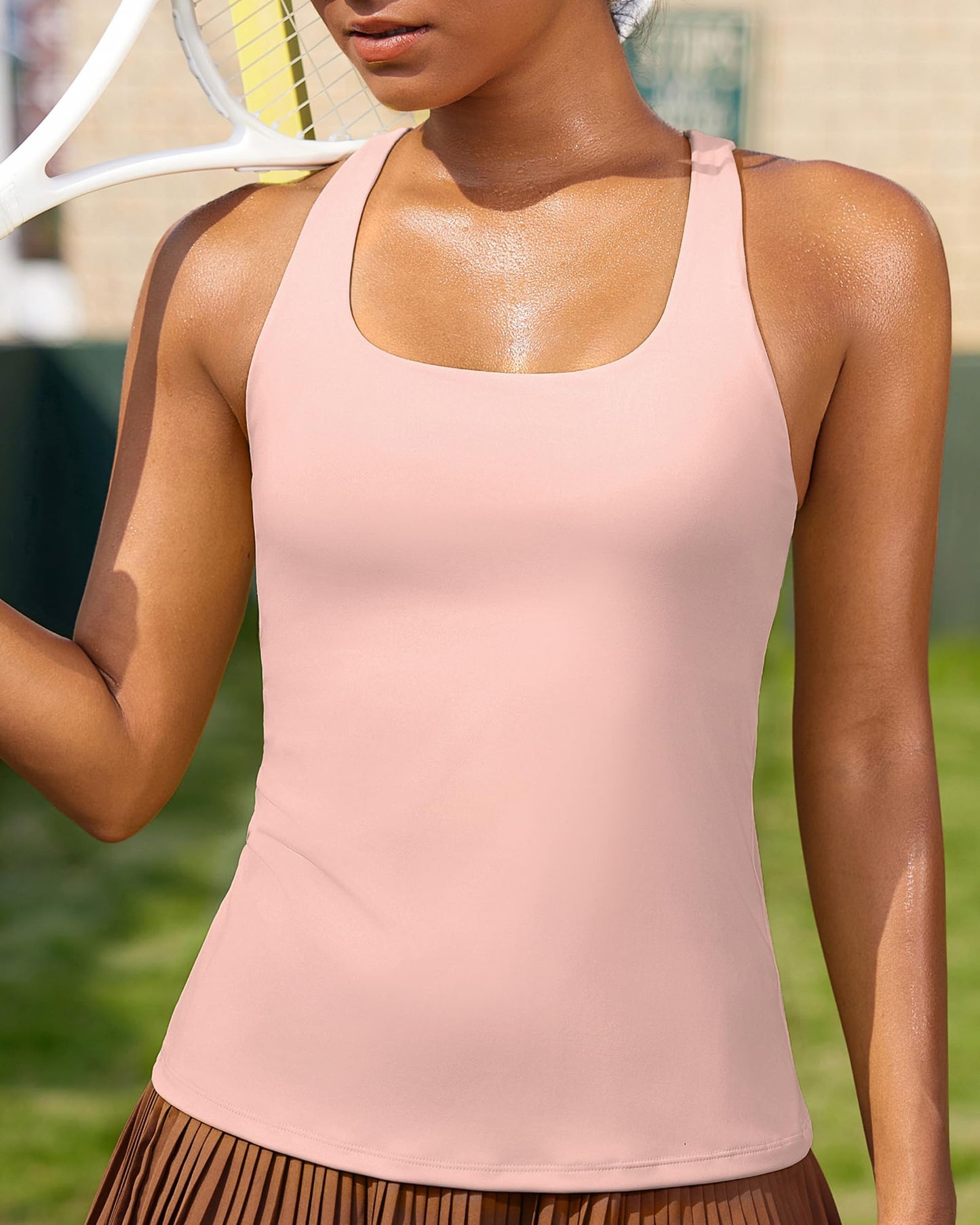 RUNNING GIRL® 2-in-1 Racerback Workout Tank Top | Built-in Bra & Breathable Yoga Top
