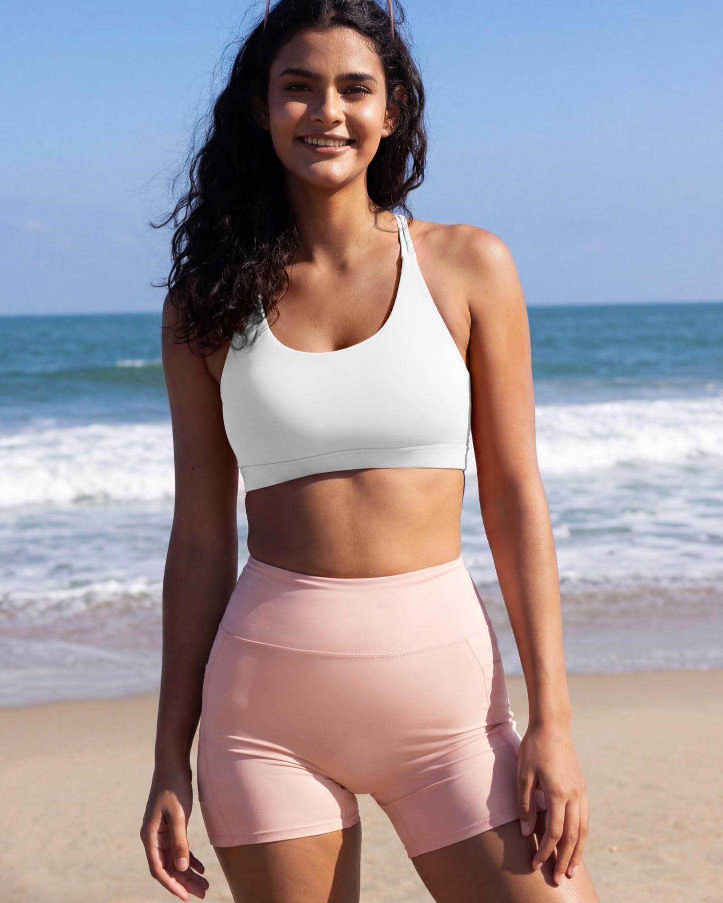 RUNNING GIRL® Medium-Support Crisscross Sports Bra | Removable Cups & Anti-Roll Elastic Hem