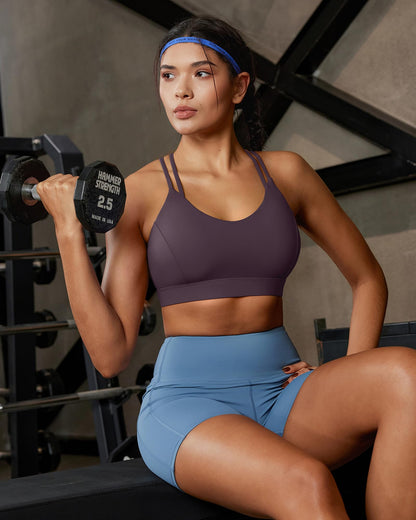 RUNNING GIRL® Strappy Criss-Cross Yoga Bra | Removable Cups & Medium Support Sculpting Bra