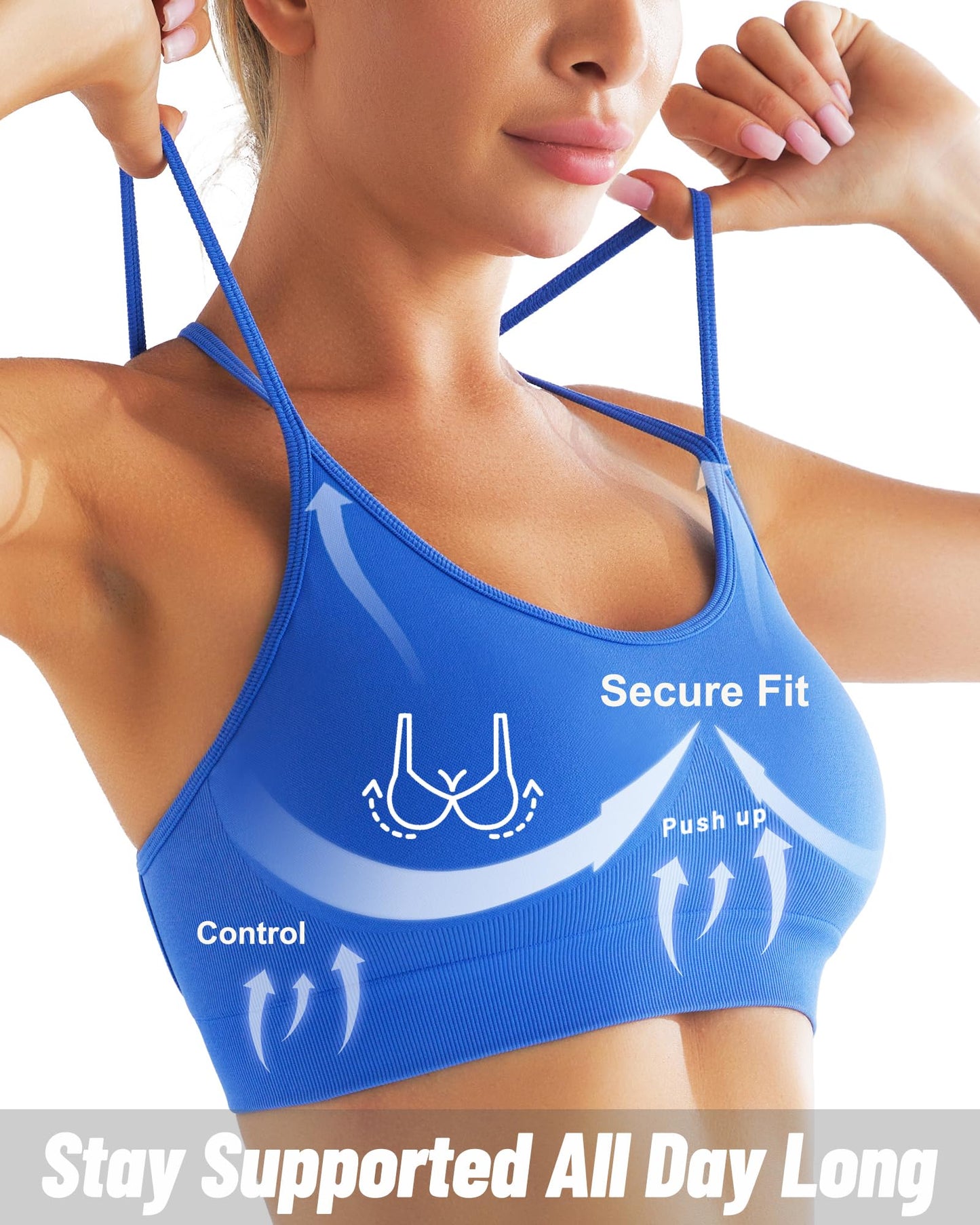 RUNNING GIRL® Strappy Yoga Bra | Built-in Shelf Bra with Push Up Support for B/C Cups