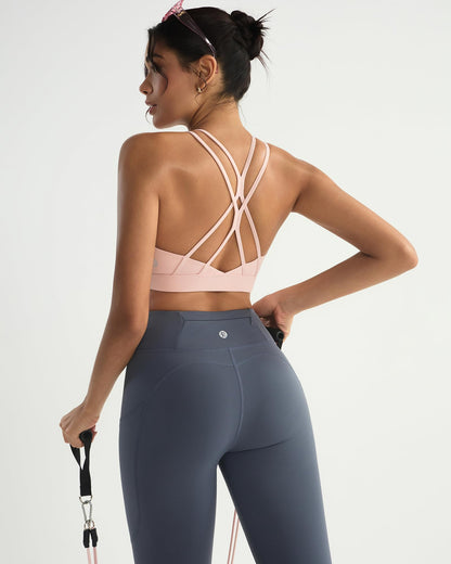 RUNNING GIRL® Strappy Criss-Cross Yoga Bra | Removable Cups & Medium Support Sculpting Bra