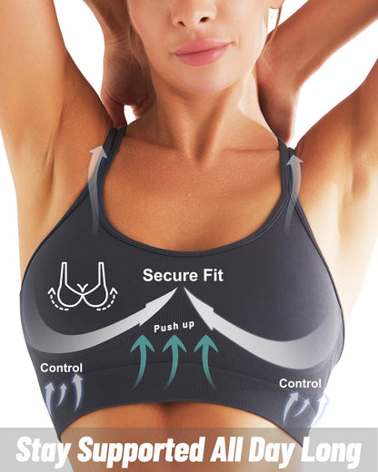 RUNNING GIRL® Strappy Yoga Bra | Built-in Shelf Bra with Push Up Support for B/C Cups