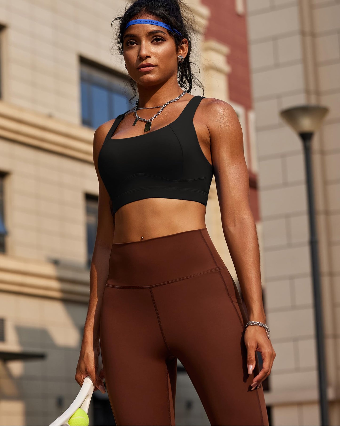RUNNING GIRL® High-Impact Racerback Sports Bra | Fixed Molded Cups for Larger Busts
