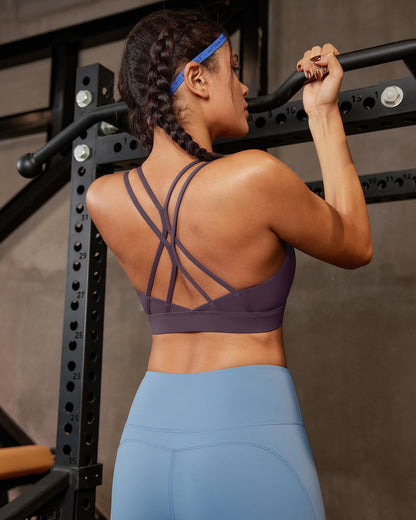RUNNING GIRL® Strappy Criss-Cross Yoga Bra | Removable Cups & Medium Support Sculpting Bra