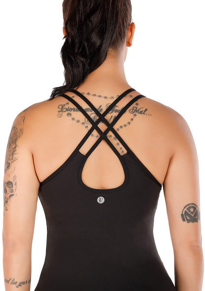 RUNNING GIRL® Sculpt Strappy Yoga Tank Top | Built-in Shelf Bra with Light Support