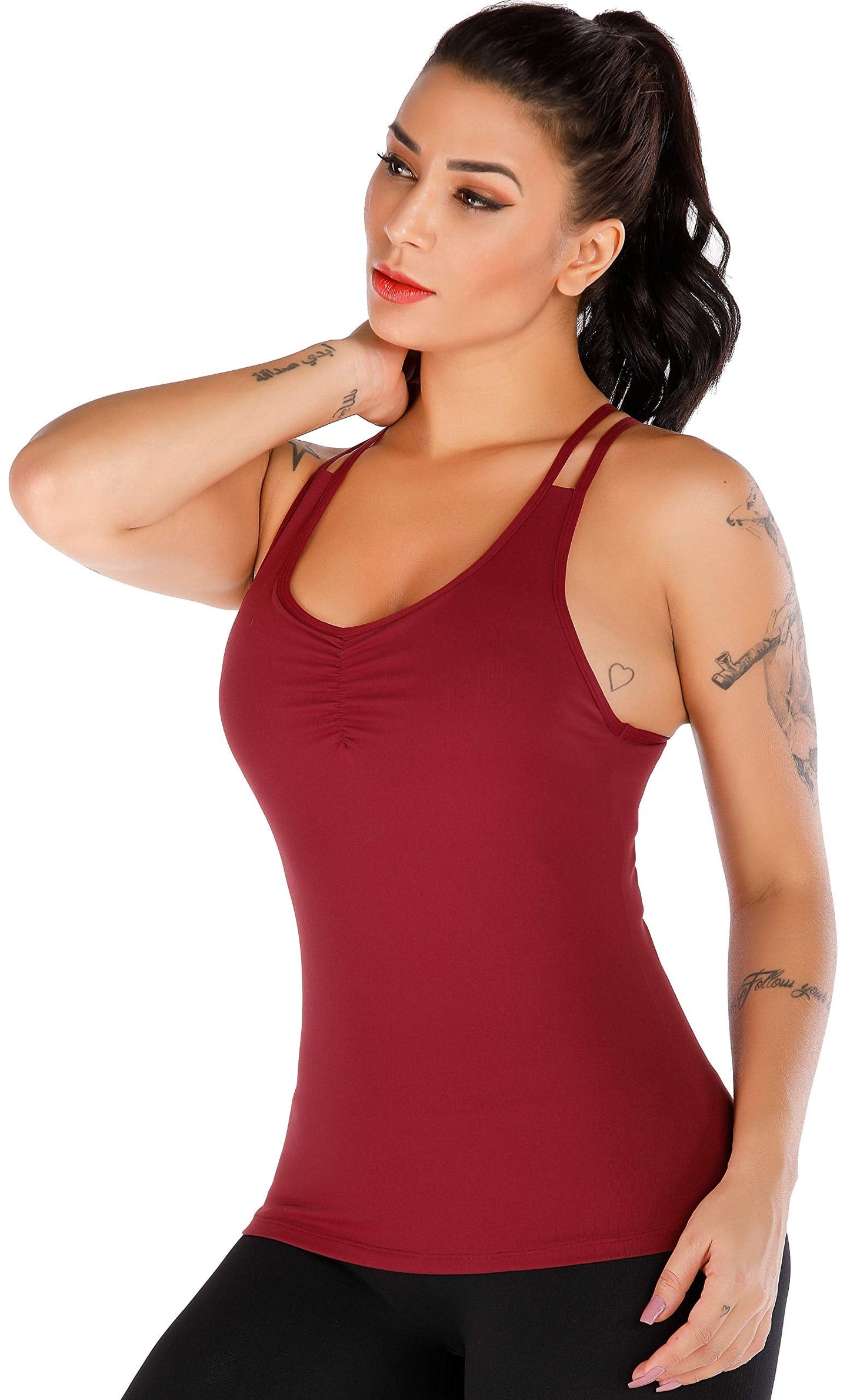 RUNNING GIRL® Sculpt Strappy Yoga Tank Top | Built-in Shelf Bra with Light Support