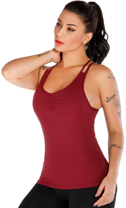 RUNNING GIRL® Sculpt Strappy Yoga Tank Top | Built-in Shelf Bra with Light Support