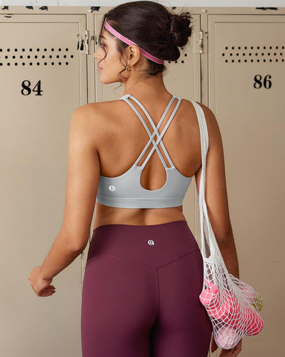 RUNNING GIRL® Medium-High Support Crisscross Back Sports Bra with Sewn-in Molded Cups