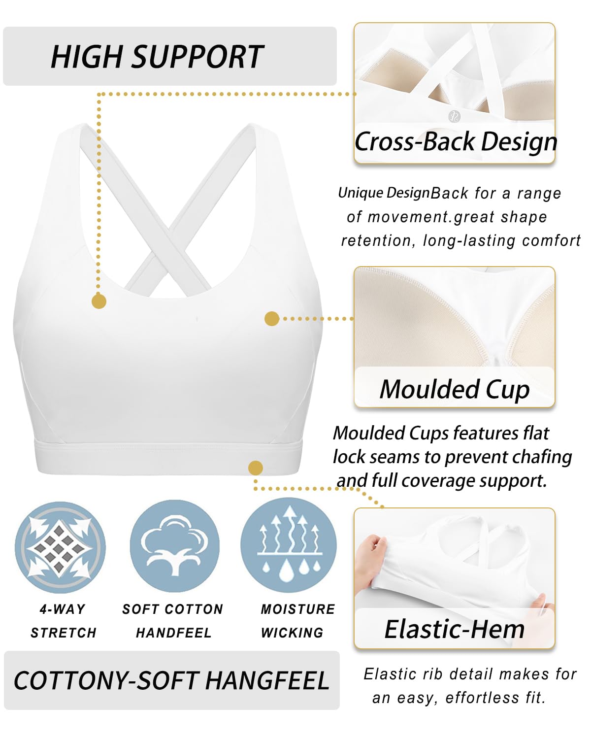 RUNNING GIRL® High-Impact Back-Support Sports Bra | Fixed Molded Cups