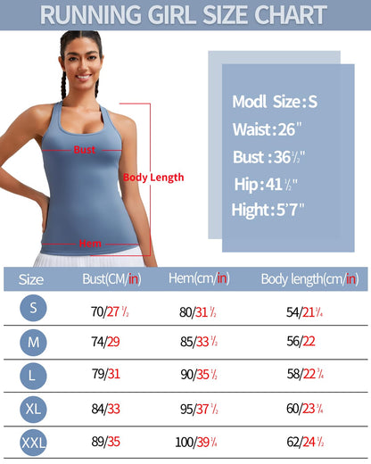RUNNING GIRL® 2-in-1 Wide-Strap Racerback Tank Top | Built-in Bra Yoga Cami