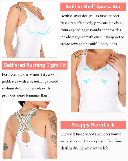 RUNNING GIRL® Sculpt Strappy Yoga Tank Top | Built-in Shelf Bra with Light Support