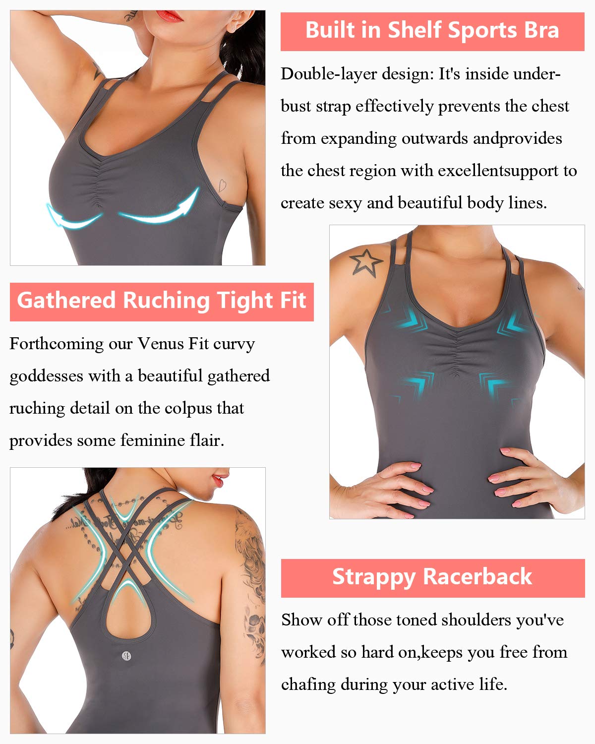 RUNNING GIRL® Sculpt Strappy Yoga Tank Top | Built-in Shelf Bra with Light Support
