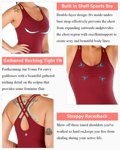RUNNING GIRL® Sculpt Strappy Yoga Tank Top | Built-in Shelf Bra with Light Support
