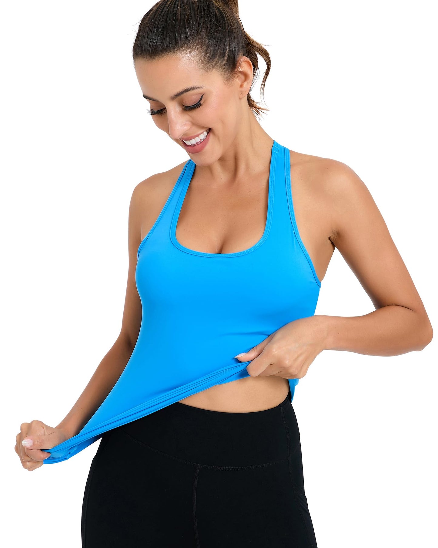 RUNNING GIRL® 2-in-1 Wide-Strap Racerback Tank Top | Built-in Bra Yoga Cami