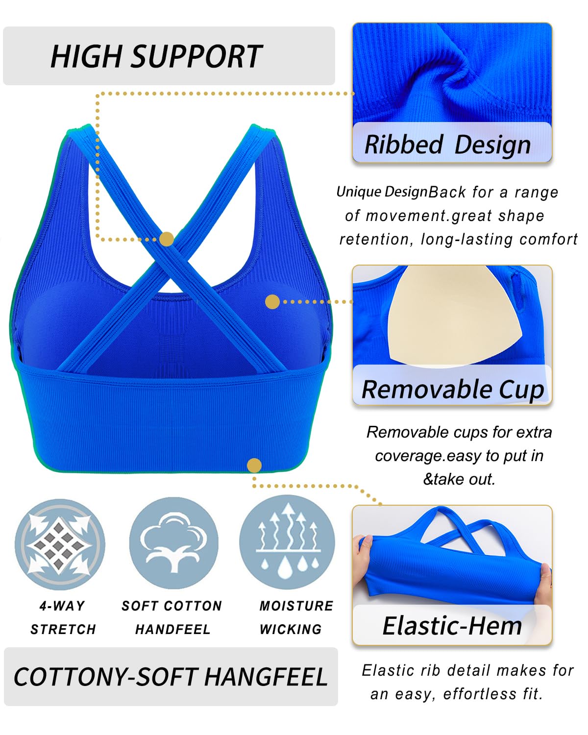 RUNNING GIRL® High-Impact Sculpting Sports Bra | Fixed Moulded Cups & Versatile Racerback Design