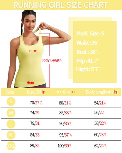 RUNNING GIRL® 2-in-1 Wide-Strap Racerback Tank Top | Built-in Bra Yoga Cami