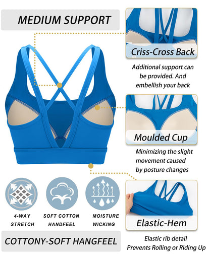RUNNING GIRL® Medium-High Support Crisscross Back 2-in-1 Versatile Sports Bra