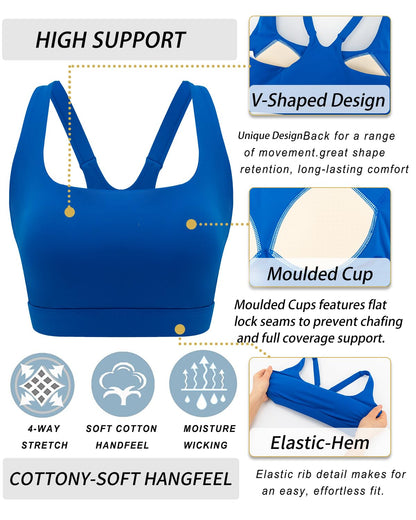 RUNNING GIRL® High-Impact Crisscross Back Sports Bra with Removable Pads