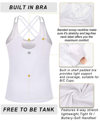 RUNNING GIRL® Sculpt Strappy Yoga Tank Top | Built-in Shelf Bra with Light Support