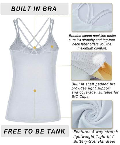 RUNNING GIRL® Sculpting Yoga Tank Top | Built-in Shelf Bra with Removable Cups & U-Shaped Back