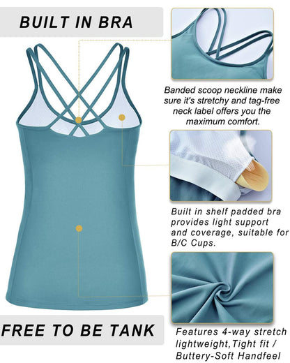 RUNNING GIRL® Essence Yoga Tank Top | Built-in Shelf Bra with Removable Cups & Buttery-Soft Sculpting Tank