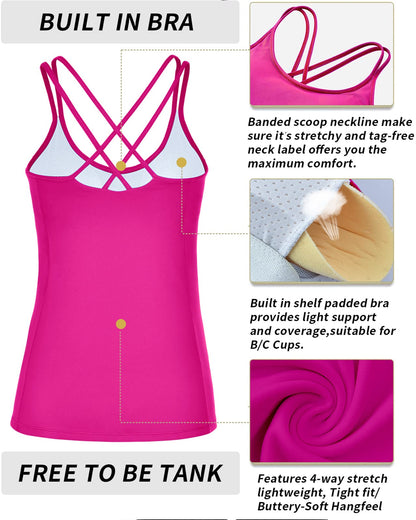 RUNNING GIRL® Sculpting Yoga Tank Top | Built-in Shelf Bra with Removable Cups & U-Shaped Back