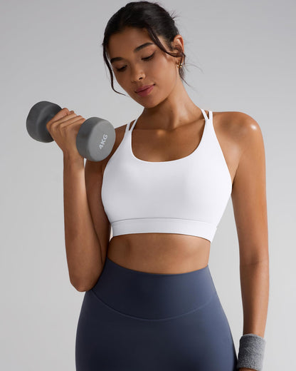 RUNNING GIRL® Medium-Support Crisscross Sports Bra | Removable Cups & Anti-Roll Elastic Hem