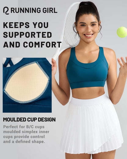 RUNNING GIRL® Medium-High Support Crisscross Back 2-1 Versatile Sports Bra