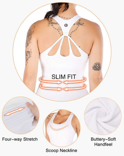 RUNNING GIRL® 2-in-1 Wide-Strap Racerback Tank Top | Built-in Bra Yoga Cami