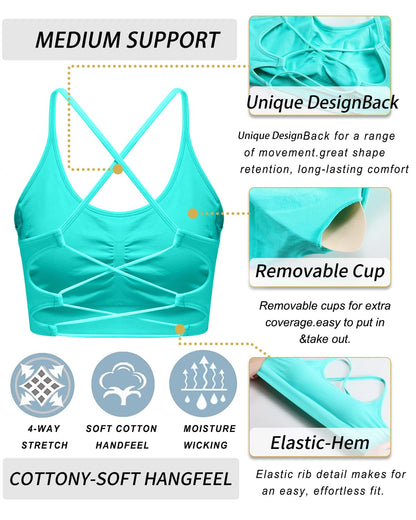 RUNNING GIRL® Sexy Criss-Cross Back Yoga Bra | Seamless Medium-Support Sports Bra