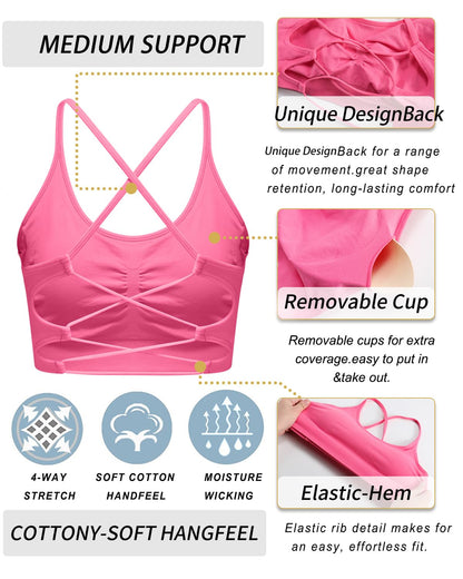 RUNNING GIRL® Sexy Criss-Cross Back Yoga Bra | Seamless Medium-Support Sports Bra