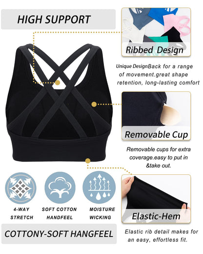 RUNNING GIRL® Strappy Criss-Cross Padded Yoga Bra
