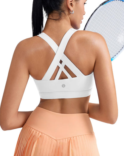 RUNNING GIRL® Medium-Support Criss-Cross Sports Bra | Removable Pads & Strappy Back