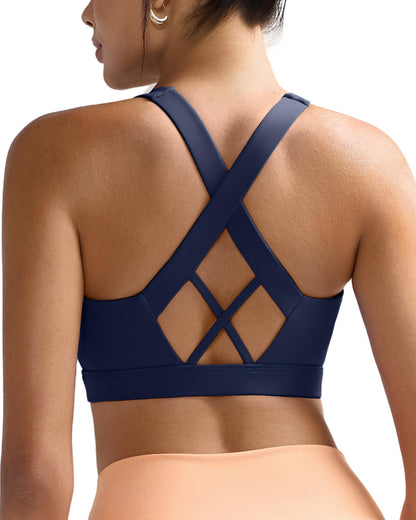 RUNNING GIRL® Women High Impact Sports Bra Crisscross Back Removable Cups