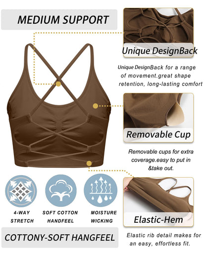 RUNNING GIRL® Sexy Criss-Cross Back Yoga Bra | Seamless Medium-Support Sports Bra