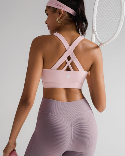 RUNNING GIRL® Medium-Support Criss-Cross Sports Bra | Removable Pads & Strappy Back