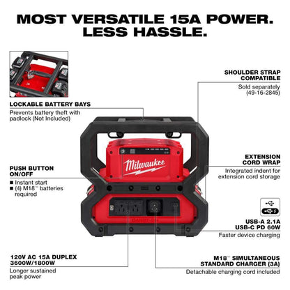 M18 18V Lithium-Ion Cordless 3600-Watt/1800-Watt Battery Powered Power Supply