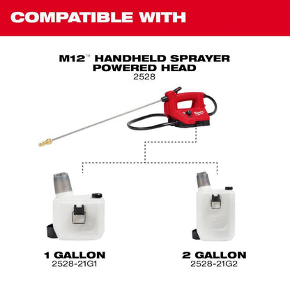 M12 12-Volt 2 Gal. Lithium-Ion Cordless Handheld Sprayer Kit with 2.0 Ah Battery and Charger, Extra 2 Gal. Tank