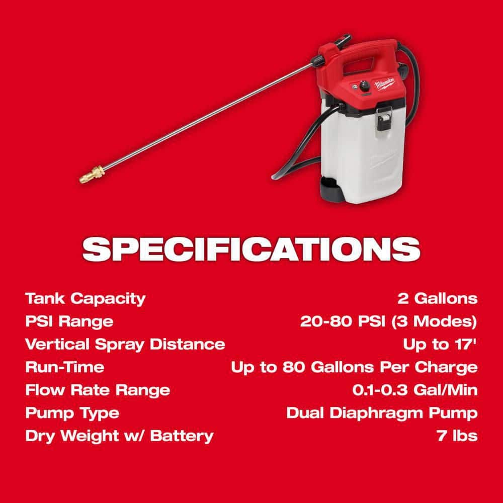 M12 12-Volt 2 Gal. Lithium-Ion Cordless Handheld Sprayer Kit with 2.0 Ah Battery and Charger