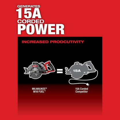 M18 FUEL 18V 7-1/4 in. Lithium-Ion Cordless Rear Handle Circular Saw Kit with 12.0 Ah Battery and Rapid Charger