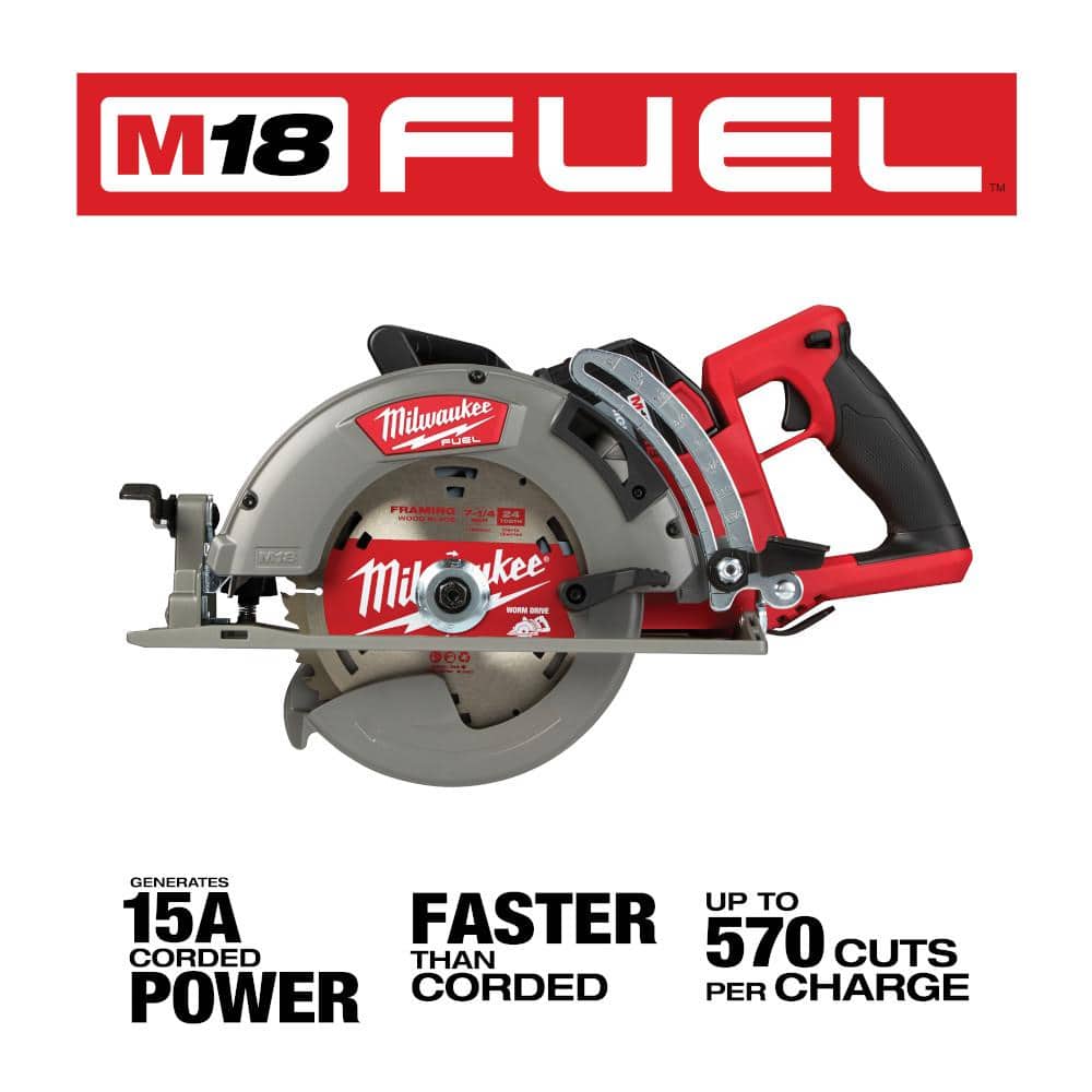 M18 FUEL 18V 7-1/4 in. Lithium-Ion Cordless Rear Handle Circular Saw Kit with 12.0 Ah Battery and Rapid Charger