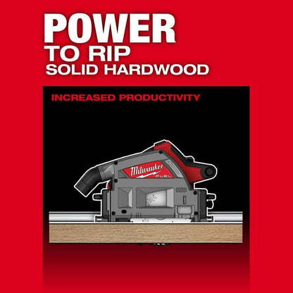 M18 FUEL 18V Li-Ion Cordless Brushless 6-1/2 in. Plunge Cut Track Saw w/ 55 in. Track Saw Guide Rail & Track Clamps