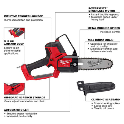 M18 FUEL 18V Lithium-Ion Brushless Battery 8 in. HATCHET Pruning Saw (Tool-Only)